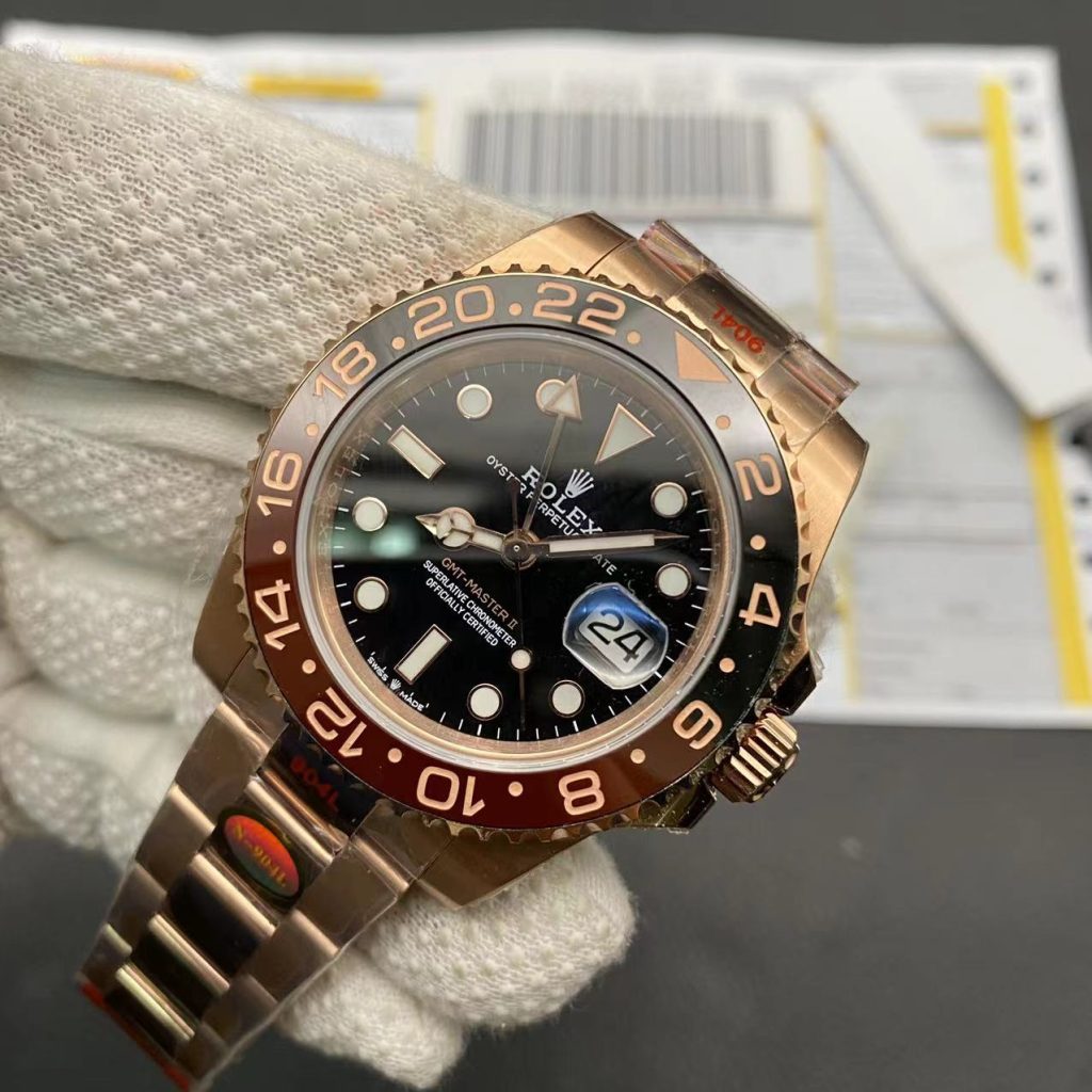 Super Clone Rolex GMT Master 2 Rose Gold - Black Dial