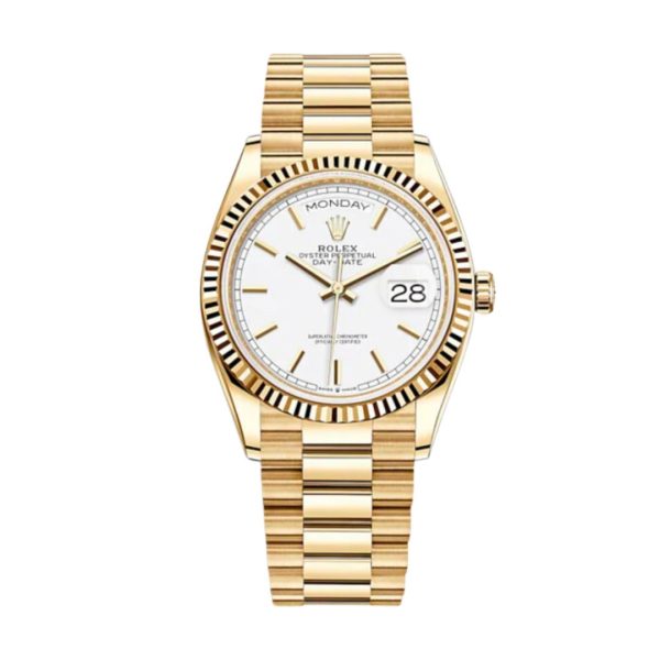 Rolex Day Date Gold With White Dial Replica