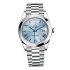 Réplica suiza Rolex Day Date Esfera Azul Hielo Platino