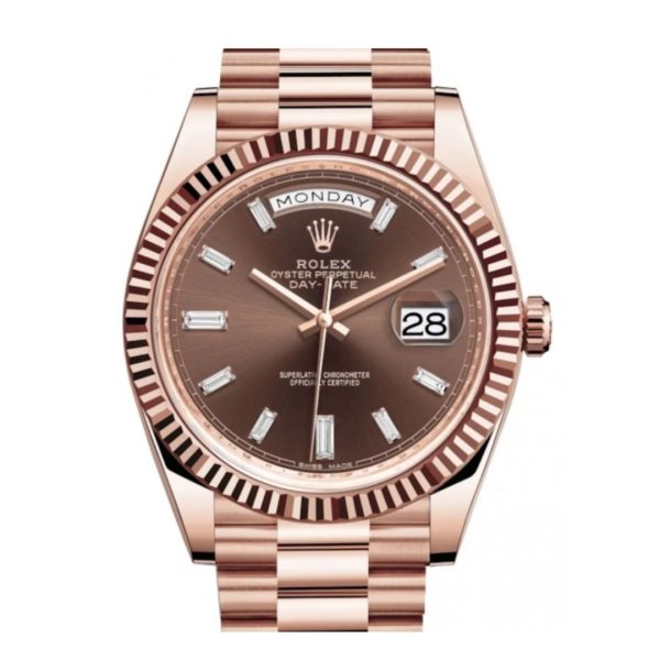 Clon Suizo Replica Rolex Daydate Oro Rosa Esfera Chocolate