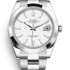 Réplica AAAA+ Rolex Datejust 41 Acero Esfera Blanca Bisel Liso Reloj Oyster 126300 - IP Empire Relojes Replica