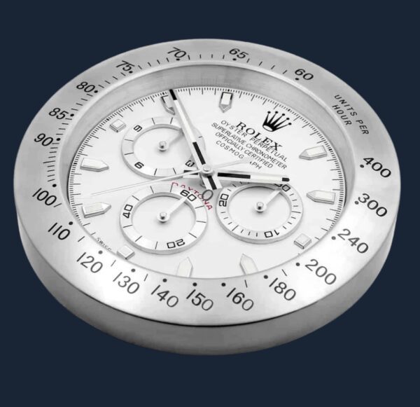 Replica ROLEX DAYTONA WALL CLOCK – WHITE & SILVER