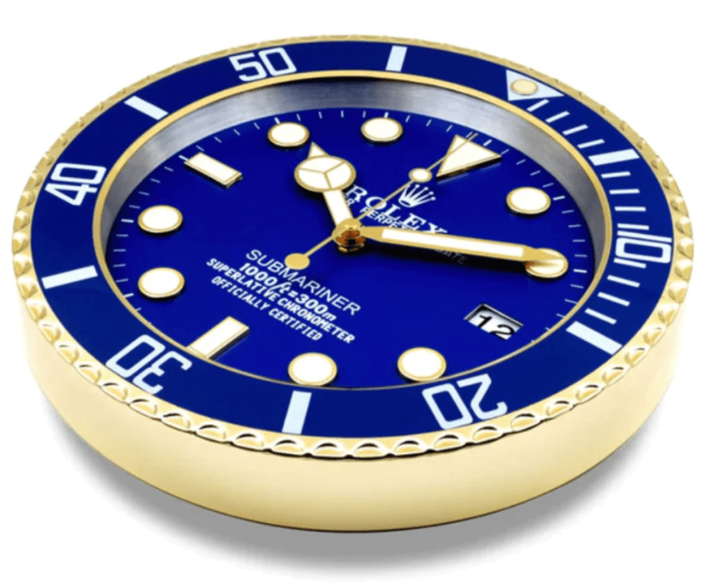 Rolex Wall Clock Submariner Blue / Gold Wall-clock In stock.