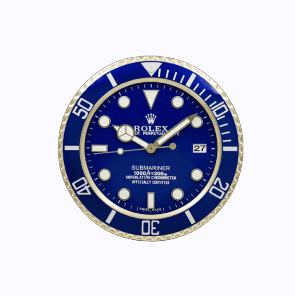 Rolex Wall Clock Submariner Blue / Gold .