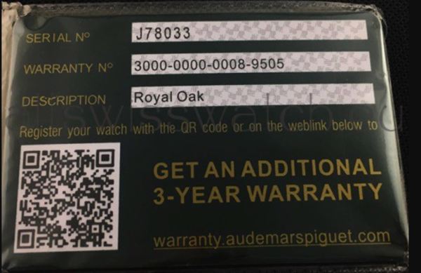 Audemars Piguet Replica Custom Warranty Card