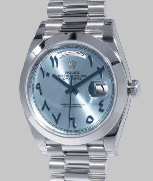 Réplica Rolex Day Date 40Mm Azul Hielo Esfera Árabe Platino