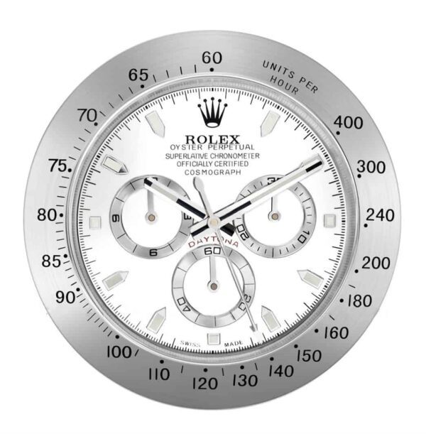 Replica ROLEX DAYTONA WALL CLOCK – WHITE & SILVER