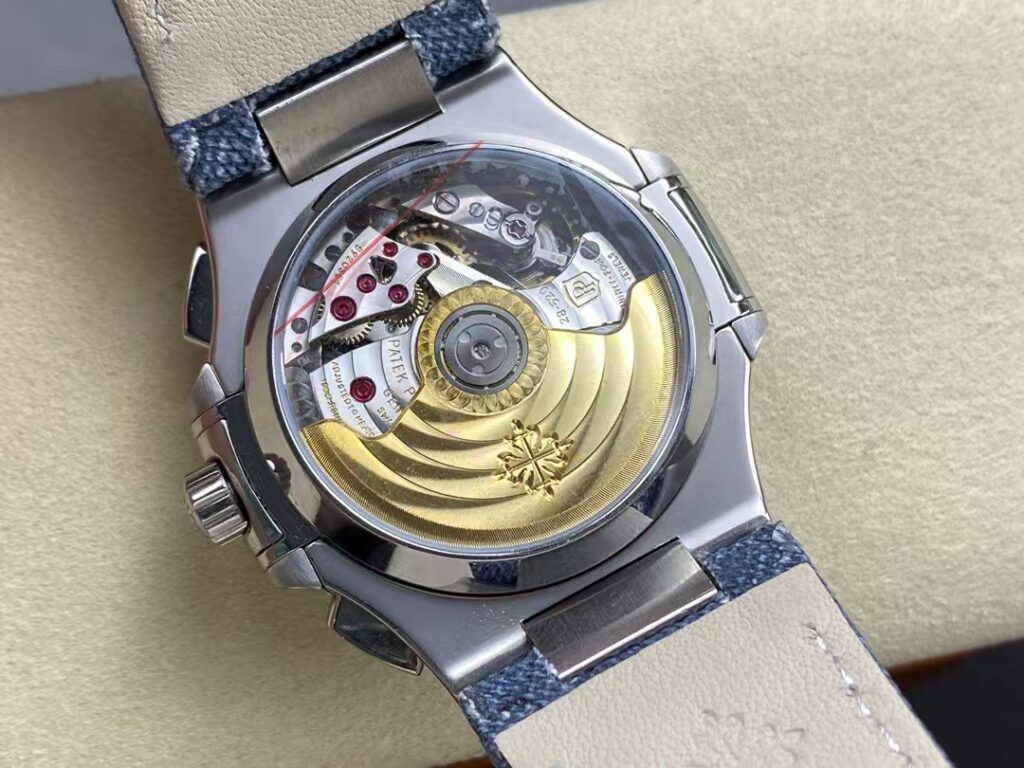 Super Clone Denim Patek Philippe Nautilus replica crown movement