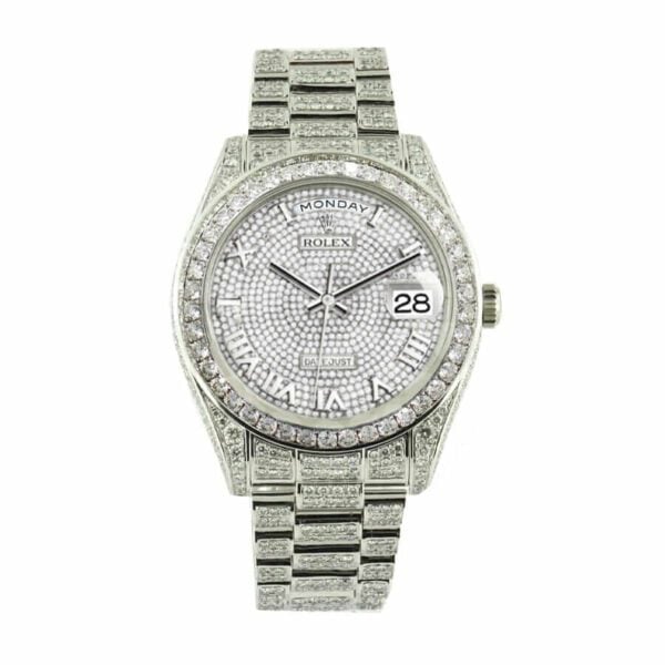 rolex date just baguette ii white gold diamond dial 116300 replica 2