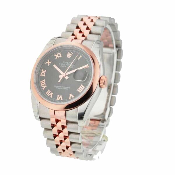 rolex datejust 116201 rose gold steel black dial jubilee replica