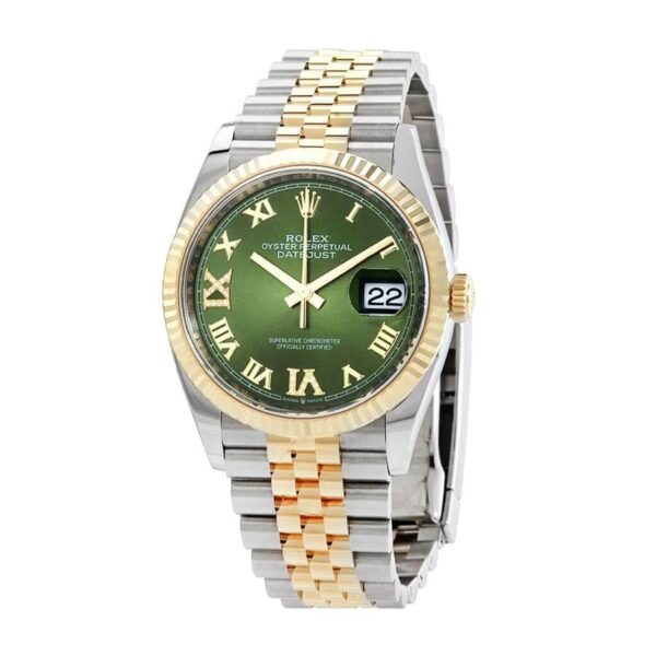 rolex datejust 126283rbr yellow gold steel green dial replica