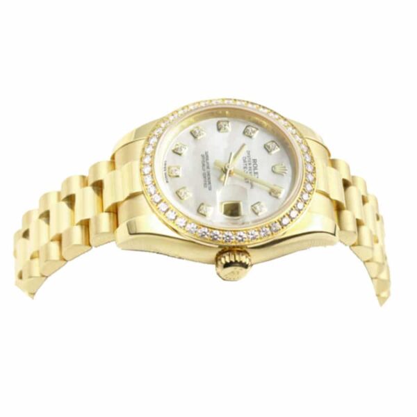 rolex datejust mother of pearl diamond dial yellow gold 1782