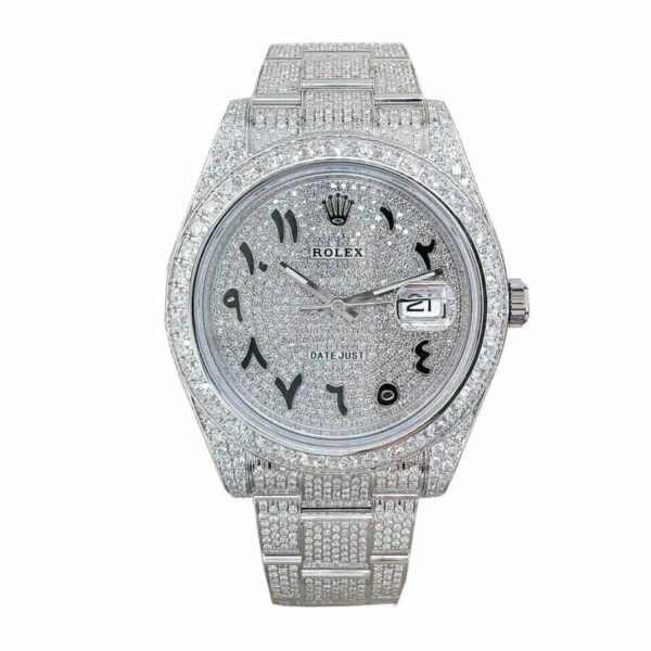 rolex datejust white gold diamond arabic dial iced out 116623 replica 2