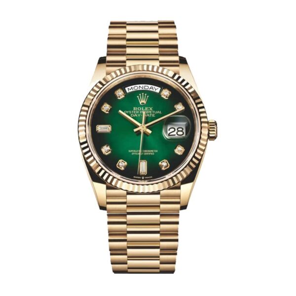 rolex day date 36 yellow gold green dial 118238