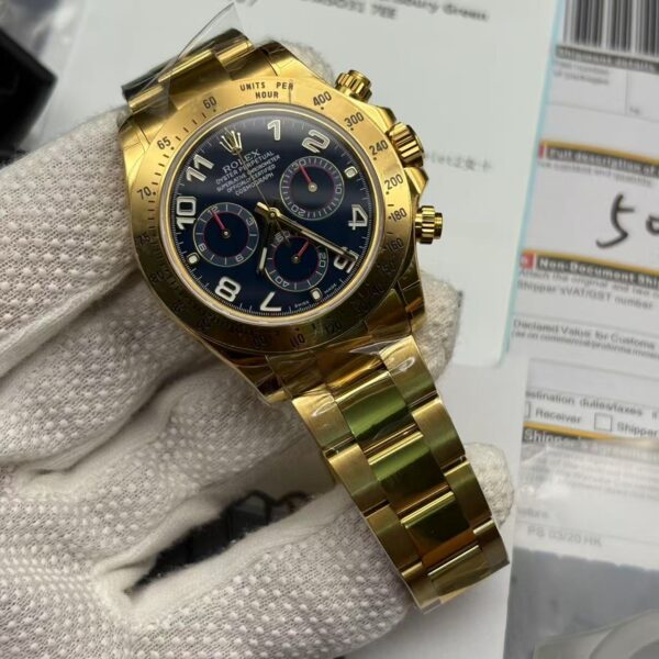 Super Clone Rolex Daytona Gold With Blue Dial 116528 Replica