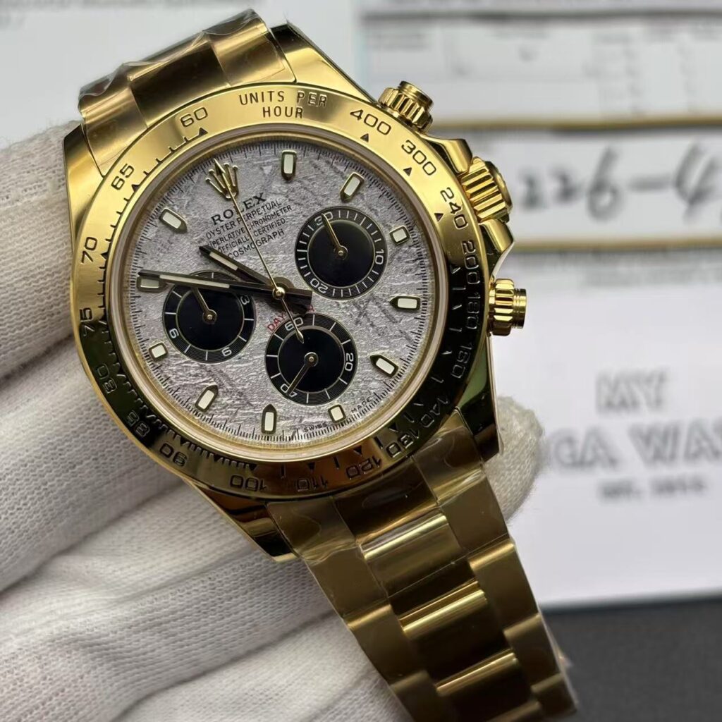 Super Replica Rolex Daytona "Meteorite" 116508 Gold close up