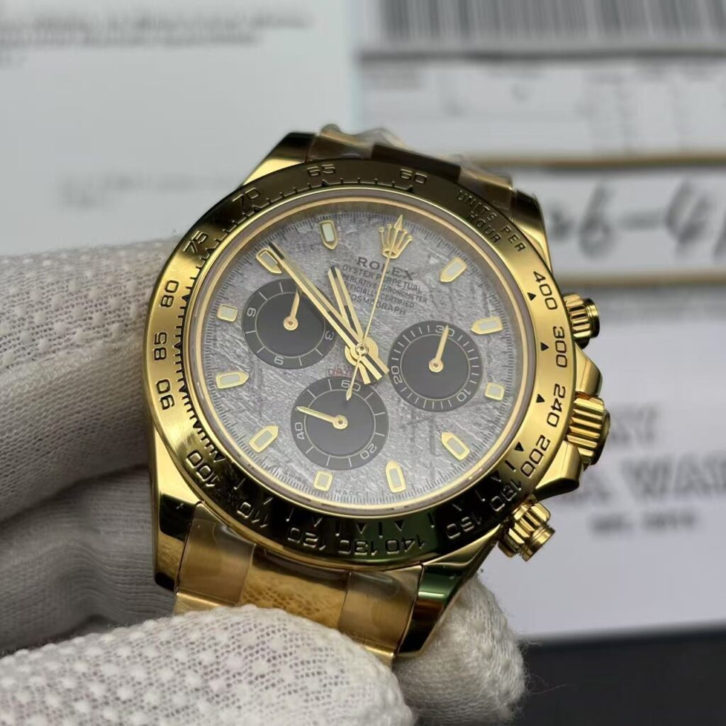Super Replica Rolex Daytona "Meteorite" 116508 Gold close up
