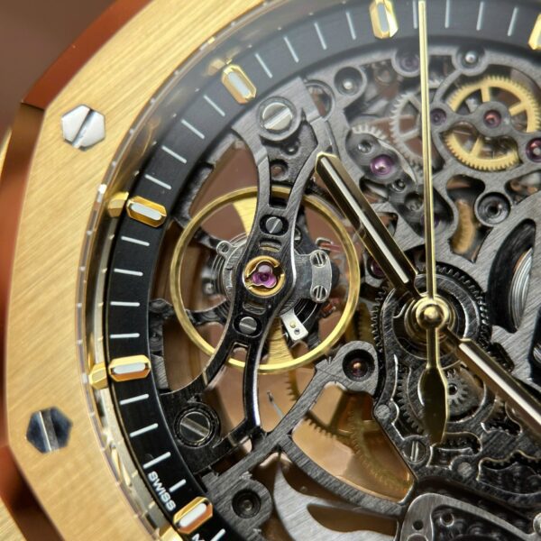Audemars Piguet Royal Oak Openworked 15407 Yellow Replica Watches Skeleton Dial Thb Factory 41Mm