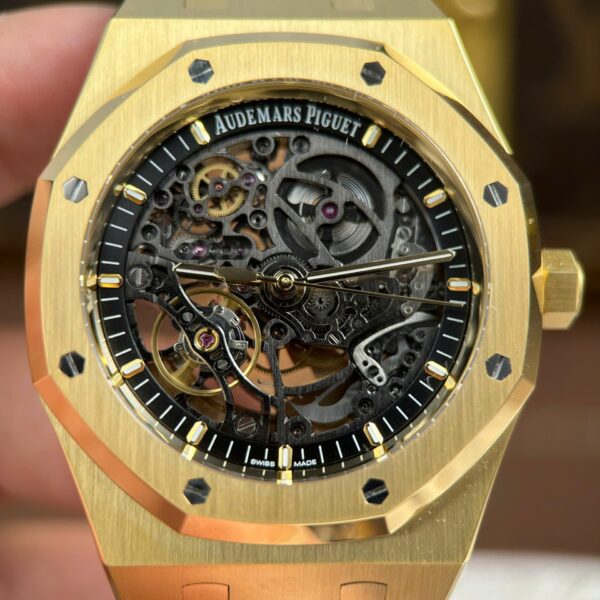 Audemars Piguet Royal Oak Openworked 15407 Yellow Replica Watches Skeleton Dial Thb Factory 41Mm