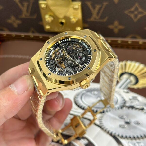 Audemars Piguet Royal Oak Openworked 15407 Yellow Replica Watches Skeleton Dial Thb Factory 41Mm