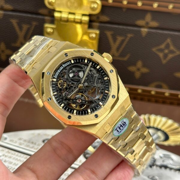 Audemars Piguet Royal Oak Openworked 15407 Yellow Replica Watches Skeleton Dial Thb Factory 41Mm