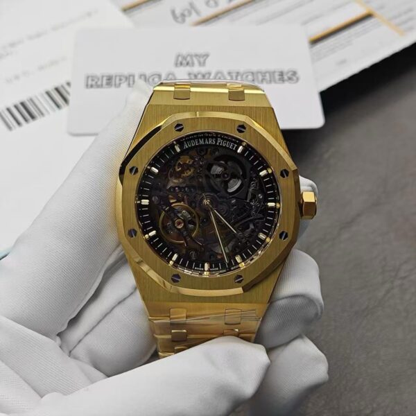 Replica Audemars Piguet Royal Oak Openworked 15407 Yellow Skeleton Dial 2 Bfbafc2075907405D788Fc8638378F69
