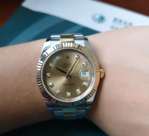 Replica Swiss Rolex Datejust 41 Yellow Gold &Amp; Champagne Diamond Dial