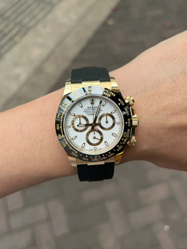 Replica Swiss Rolex Cosmograph Daytona Yellow Gold &Amp; Black Dial Oysterflex