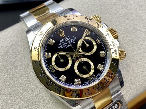Replica Swiss Rolex Cosmograph Daytona Two-Tone Gold &Amp; Black Dial