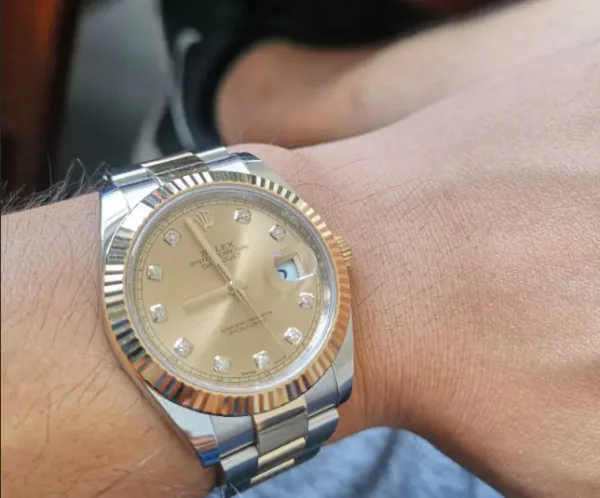 Replica Swiss Rolex Datejust 41 Yellow Gold &Amp; Champagne Diamond Dial