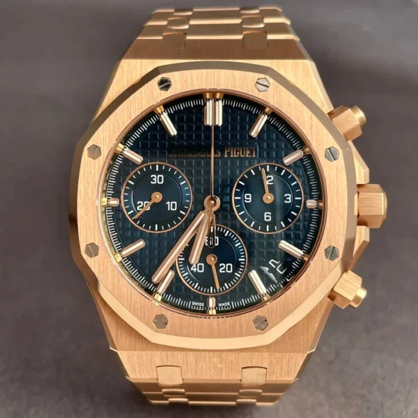 Replica Swiss Audemars Piguet Royal Oak Chronograph Rose Gold &Amp; Blue Dial 41Mm