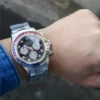 Replica Swiss Rolex Cosmograph Daytona Rainbow Diamond Silver & Steel 40mm