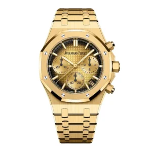 Replica Swiss Audemars Piguet Royal Oak Chronograph Yellow Gold & Smoked Champagne Dial 41mm