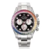 Replica Swiss Rolex Cosmograph Daytona Rainbow Diamond Silver & Steel 40mm