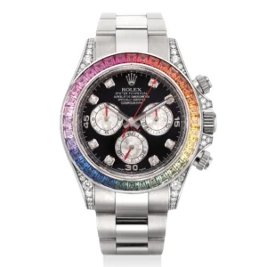 Replica Swiss Rolex Cosmograph Daytona Rainbow Diamond Silver & Steel 40mm