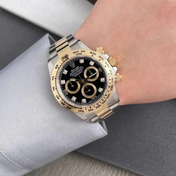 Replica Swiss Rolex Cosmograph Daytona Two-Tone Gold &Amp; Black Dial