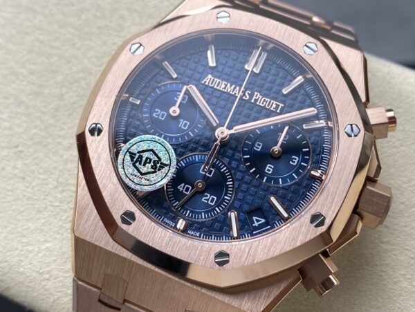 Replica Swiss Audemars Piguet Royal Oak Chronograph Rose Gold &Amp; Blue Dial 41Mm