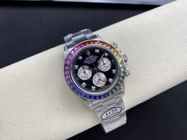 Replica Swiss Rolex Cosmograph Daytona Rainbow Diamond Silver &Amp; Steel 40Mm