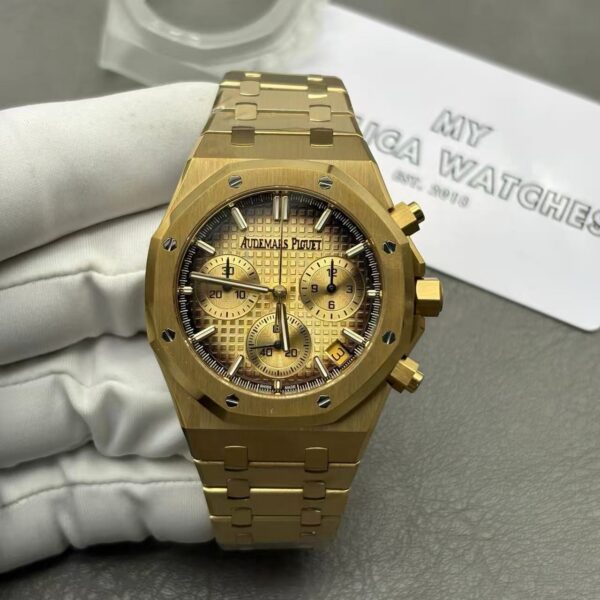 Replica Swiss Audemars Piguet Royal Oak Chronograph Yellow Gold &Amp; Smoked Champagne Dial 41Mm 11 70372D75812Ff3A0838Fcb21D2C6Dbc8