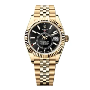 Replica Rolex Sky-Dweller Series M336938-0005 โ 42MM LIMITED QUANTITIES AVAILABLE โ SALE ENDS SOON The Replica Rolex Sky-Dweller M336938-0005 (42MM) showcases Rolexโs most advanced travel-focused design wrapped in unmistakable luxury. Built for global travelers and collectors who value innovation, this model combines bold presence with refined functionality, making it one of the most prestigious pieces in the Rolex lineup. The 42mm Oyster-style case, finished in a rich yellow-gold tone, delivers a confident and elegant wrist presence. Its robust construction, polished surfaces, and iconic fluted Ring Command bezel reflect Rolexโs mastery of form and function. A scratch-resistant sapphire crystal protects the dial while maintaining exceptional clarity. The dial is clean, sophisticated, and highly functional, featuring the signature dual-time display with an off-center 24-hour disc. The annual calendar system cleverly displays the month via subtle markers around the dial, while luminous hands and applied hour markers ensure excellent readability in all lighting conditions. Available in Asian, Swiss, and Top-grade movements, allowing you to select the level of realism and performance that best suits your needs: Asian: Reliable daily functionality Swiss: Smoother sweep and improved accuracy Top Grade: Highest realism with premium movement finishing Water resistance varies by movement grade: Asian: Life waterproof Swiss: 30 meters Top: 100 meters The watch is completed with a premium Oyster bracelet, offering exceptional comfort, durability, and a secure folding clasp โ ideal for frequent travelers and luxury daily wear. The Advantages of Premium Replica Ownership Protect Your Investment โ Enjoy Sky-Dweller prestige without risking a genuine high-value piece Financial Intelligence โ Experience Rolexโs most complex model without luxury-market pricing Risk-Free Luxury โ Wear confidently without concerns about scratches, loss, or theft World-Time Functionality โ Dual time and annual calendar features designed for global travel Authentic Presence โ Faithful proportions, bezel system, and dial layout Additional Benefits: Scratch-resistant sapphire crystal Swiss/Top-grade movement options for enhanced realism Comfortable Oyster bracelet with secure clasp Water resistance up to 100 meters (Top grade) Item is in stock and ready for immediate worldwide delivery Limited Stock Alert: The Replica Rolex Sky-Dweller M336938-0005 (42MM) is produced in limited quantities and remains one of the most sought-after Sky-Dweller configurations. Secure your Replica Sky-Dweller Series M336938-0005 today โ availability is strictly limited