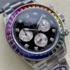 Replica Swiss Rolex Cosmograph Daytona Rainbow Diamond Silver & Steel 40mm