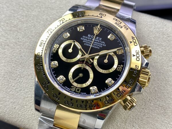 Replica Swiss Rolex Cosmograph Daytona Two-Tone Gold &Amp; Black Dial