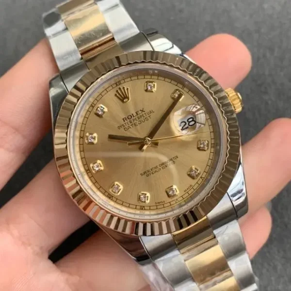 Replica Swiss Rolex Datejust 41 Yellow Gold &Amp; Champagne Diamond Dial