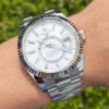 Replica Swiss Rolex Sky-Dweller Oyster 42mm Silver & Blue