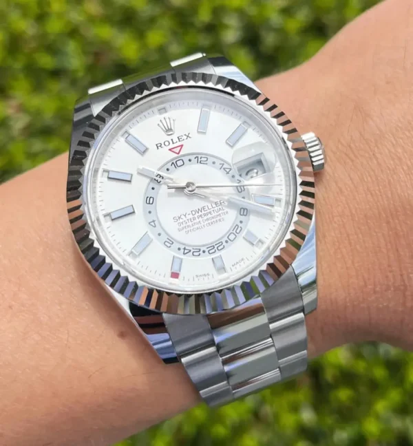 Replica Swiss Rolex Sky-Dweller Oyster 42Mm Silver &Amp; Blue