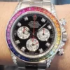 Replica Swiss Rolex Cosmograph Daytona Rainbow Diamond Silver & Steel 40mm
