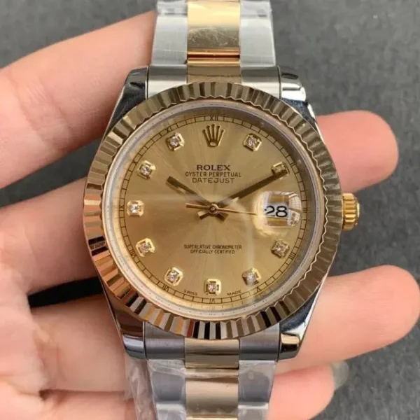 Replica Swiss Rolex Datejust 41 Yellow Gold &Amp; Champagne Diamond Dial