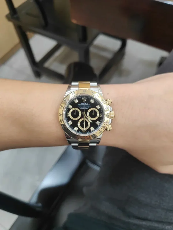 Replica Swiss Rolex Cosmograph Daytona Two-Tone Gold &Amp; Black Dial