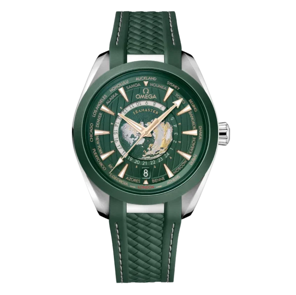 Replica Swiss Omega Seamaster Worldtimer Gmt 43Mm Green Dial 1 Replica Swiss Omega Seamaster Worldtimer Gmt 43Mm Green Dial