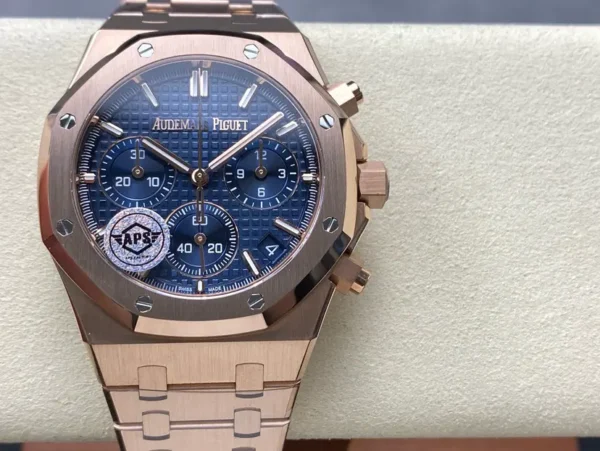 Replica Swiss Audemars Piguet Royal Oak Chronograph Rose Gold &Amp; Blue Dial 41Mm